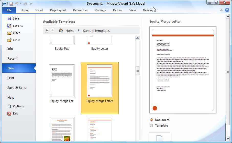 create a template in word 2010