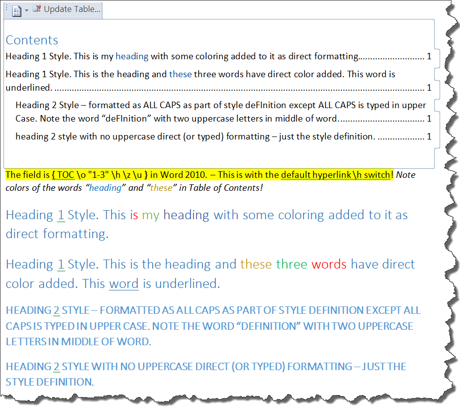 how to create a clickable table of contents in word 2016