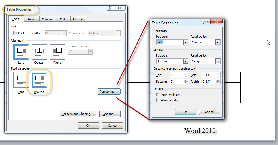 Word Table Cell Vertical Alignment