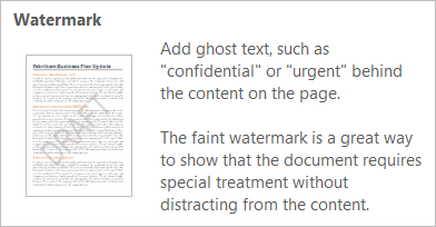 Insert Watermark tooltip in Word 2013