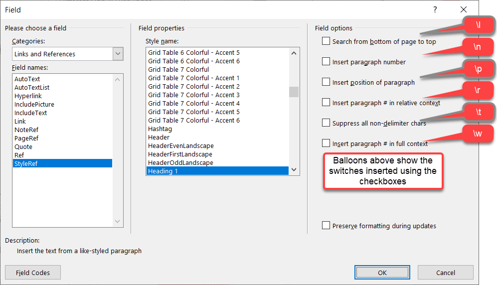 microsoft word content control fields format color