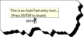 AutoText tooltip