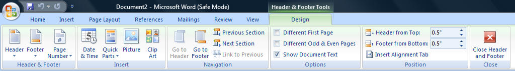 Word 2007 Word 2010 Headers Footers Sections