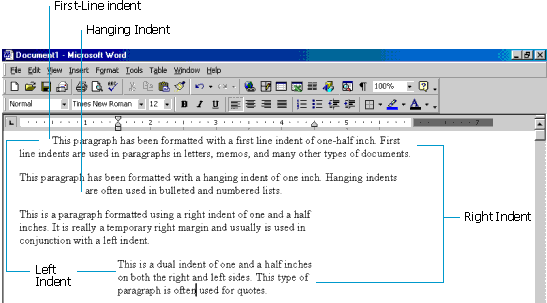 how to first line indent in word 2013