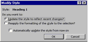 The Modify Style dialog