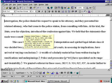 Viewing footnote text by hovering mouse over the footnote reference