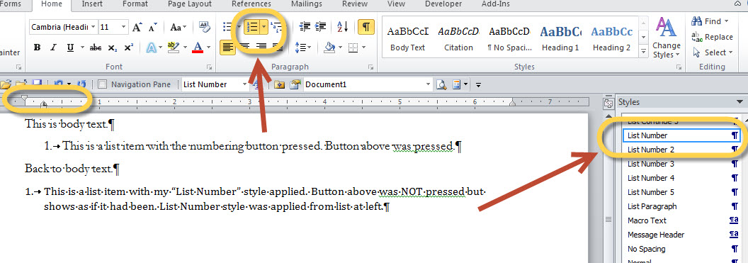 list numbering microsoft word screenshot help