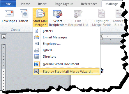 Mail Merge Wizard microsoft word 2010