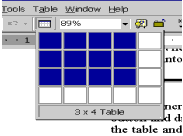 Insert table button on the Standard toolbar