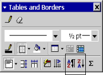 Tables and Borders toolbar