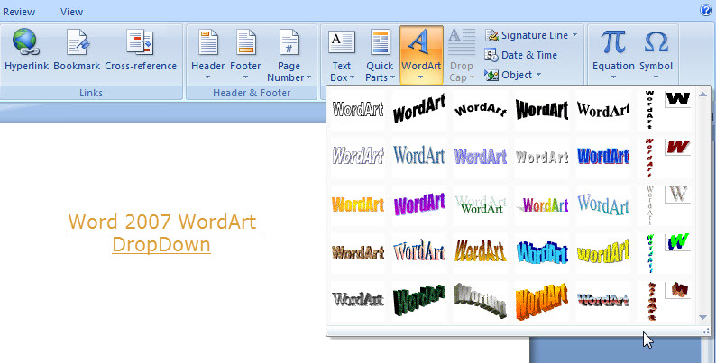 where to find microsoft word art