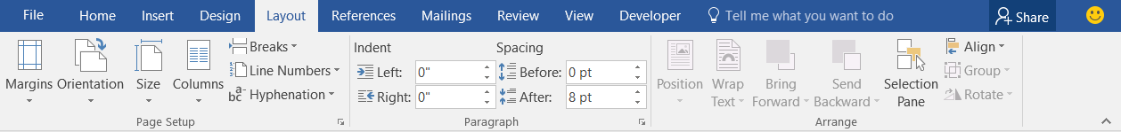 setting tabs in word 2016