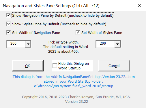 Reset Navigation Pane width help Word