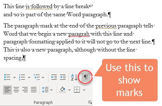 undo paragraph symbol in microsoft word