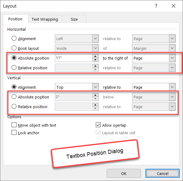 Textbox position dialog Word help