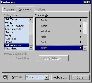 The Customize Dialog Box