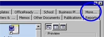 More Tab on File New Dialog Box in Microsof Word