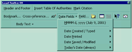 date fields Microsoft Word menu download help