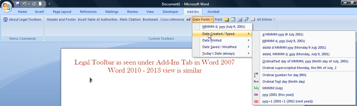 how do you inert form fields in word