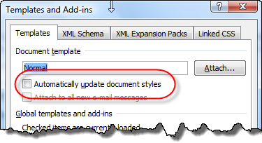 Which method saves the current style set for use in another document in Word?