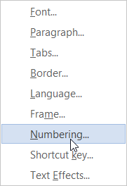 In the Modify Style dialog box, click Format, then Numbering