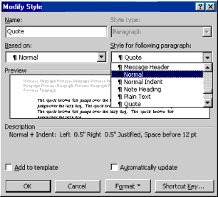 Modify Style dialog